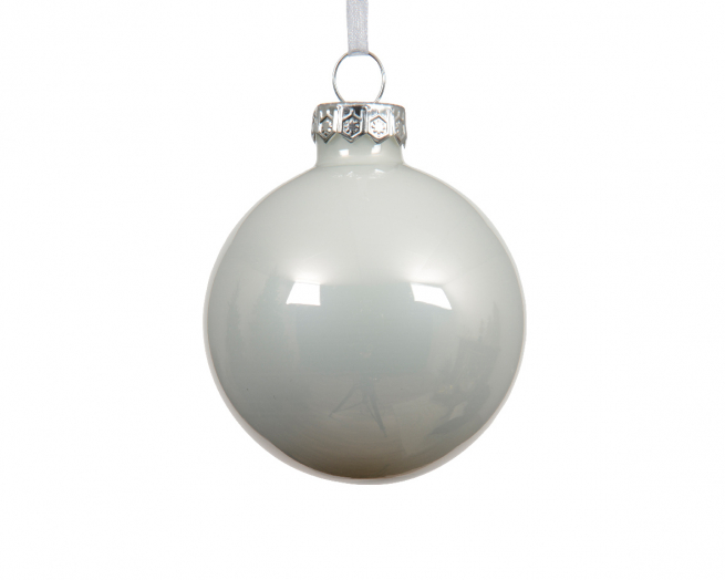 Sfera in vetro bianco lucido, diametro 10 cm