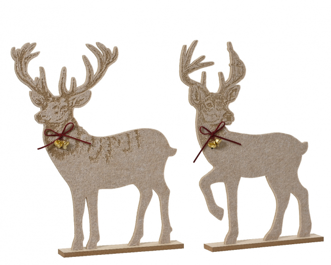 Renna in feltro su base di legno, altezza 40 cm, modelli assortiti