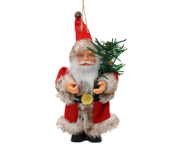 Babbo Natale in tessuto da appendere, altezza 13 cm