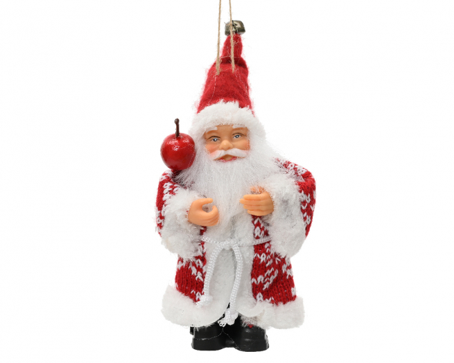 Babbo Natale in tessuto da appendere, altezza 13 cm