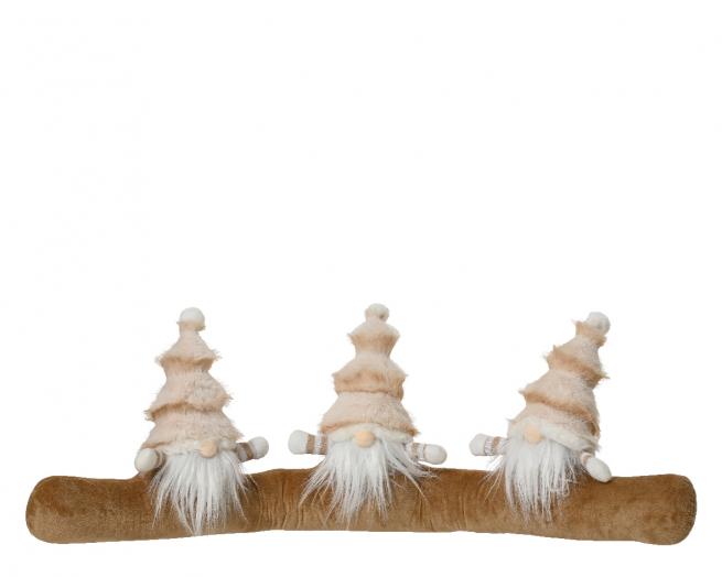 Paraspifferi  in tessuto beige con 3 gnomi, lunghezza 87 cm
