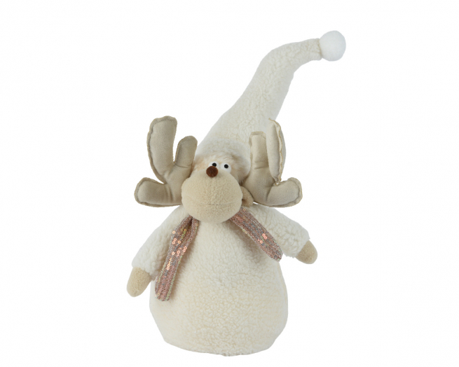 Renna in tessuto bianca, altezza 38 cm