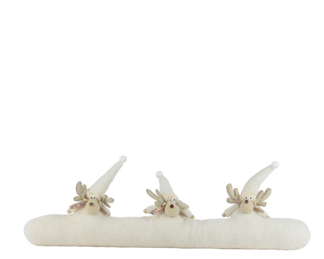 Paraspifferi  in tessuto bianco con 3 renne, lunghezza 92 cm