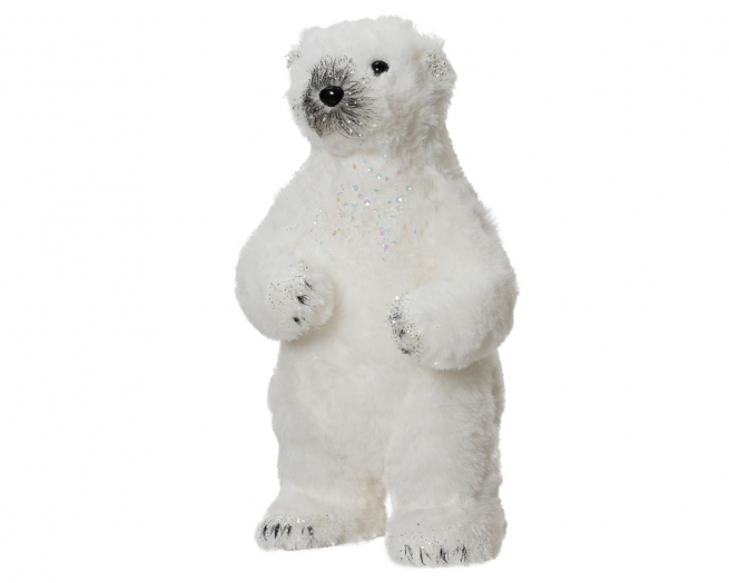 Orso bianco con glitter, altezza 29 cm