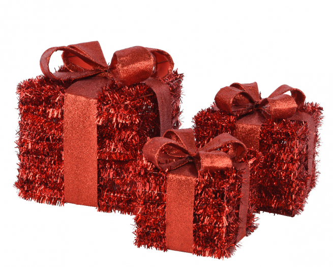 Pacco regalo rosso lucido con fiocco, varie misure