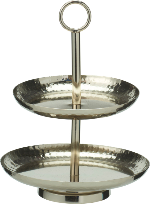 Alzata 2 piani in alluminio argento, altezza 20 cm