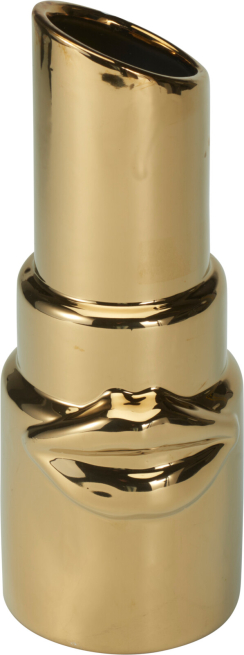 Vaso in ceramica oro a forma di rossetto, altezza 20 cm