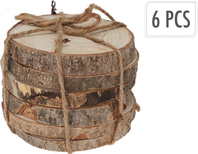 Disco in legno naturale, diametro 11 cm, confezione da 6 pezzi