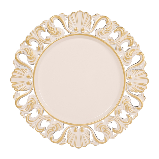 Sottopiatto in PVC avorio, diametro 33 cm
