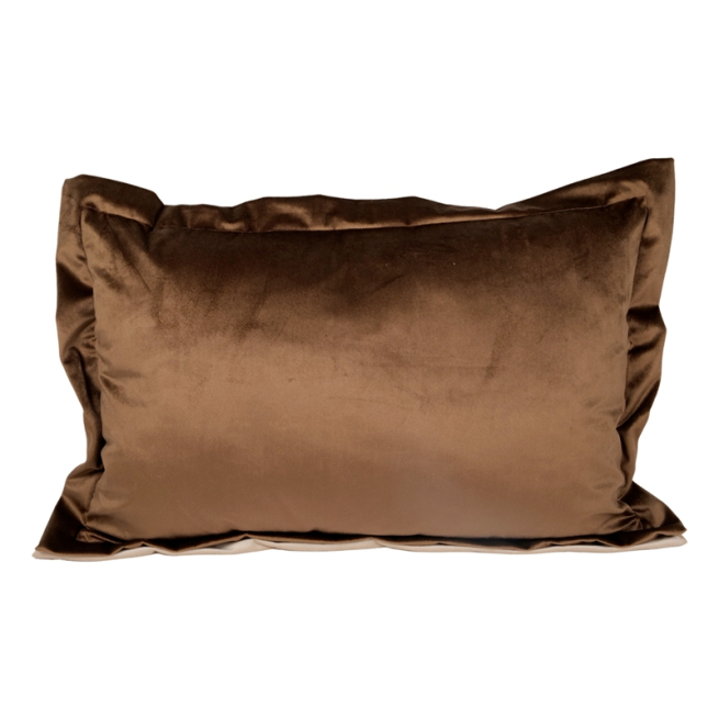 Cuscino rettangolare in velluto marrone, 40x60 cm