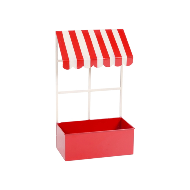 Balconcino in metallo rosso e bianco, altezza 40 cm