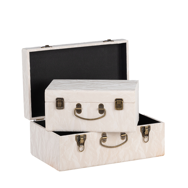 Valigia rettangolare in tessuto bianco, varie misure