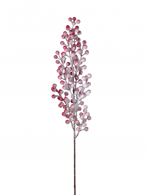 Ramo di bacche rosse innevate, altezza 80 cm