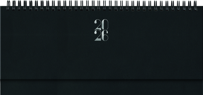 Planning 2026 settimanale con spirale Gommato nero, formato 29.8x10.5 cm