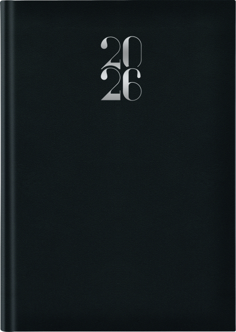 Agenda 2026 giornaliera Gommato nero, formato 17x24 cm