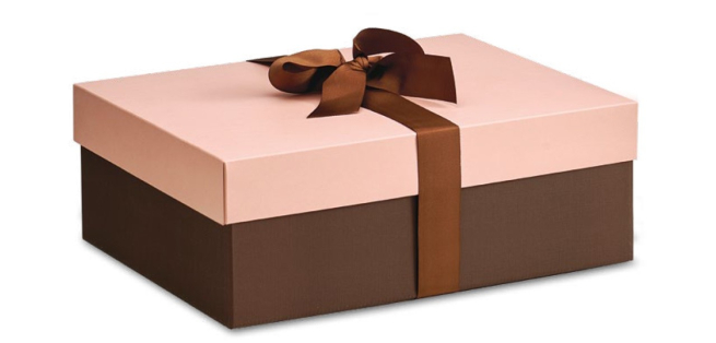 Scatola base rettangolare cacao con coperchio rosa, vari formati
