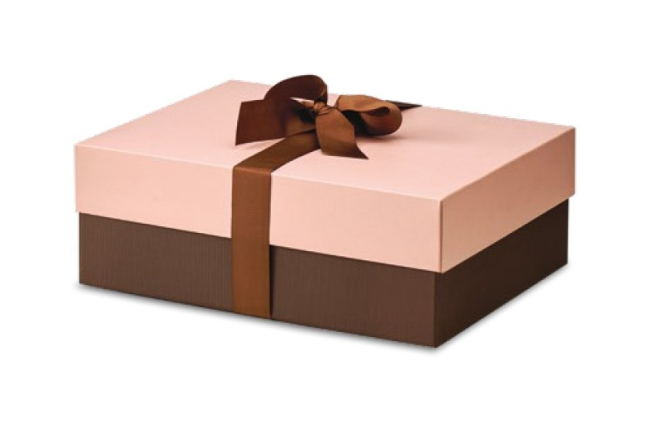 Scatola base rettangolare cacao con coperchio rosa, cartone da 25 pezzi, vari formati
