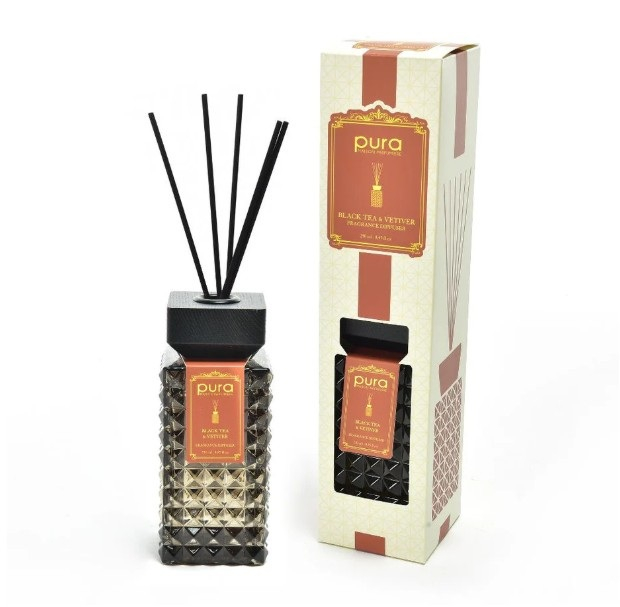 Diffusore di fragranza con bacchetti, capacità 250 ml, in scatola regalo, varie fragranze