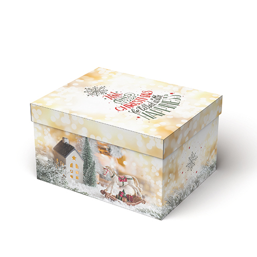 Scatola base rettangolare con coperchio, fantasia "Magic Carousel", cartone da 10 pezzi, vari formati