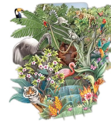 Biglietto POP-UP tridimensionale "Giungla"