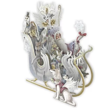Biglietto POP-UP tridimensionale "Neve e animali bianchi"