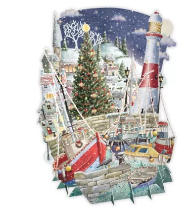 Biglietto POP-UP tridimensionale "Porto Natalizio"