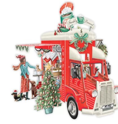 Biglietto POP-UP tridimensionale "Camioncino Caffetteria di Natale"