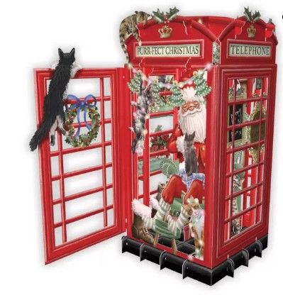 Biglietto POP-UP tridimensionale "Cabina Telefonica di Natale"
