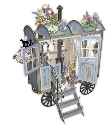 Biglietto POP-UP tridimensionale "Carrozza con fiori"