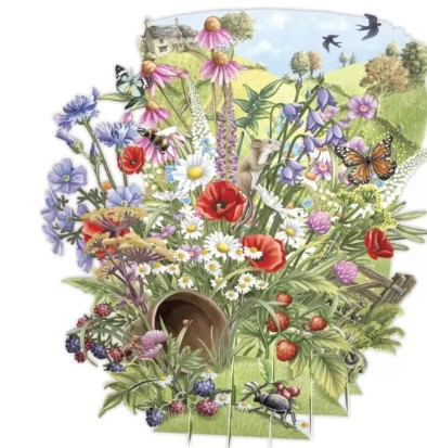 Biglietto POP-UP tridimensionale "Fiori selvatici"