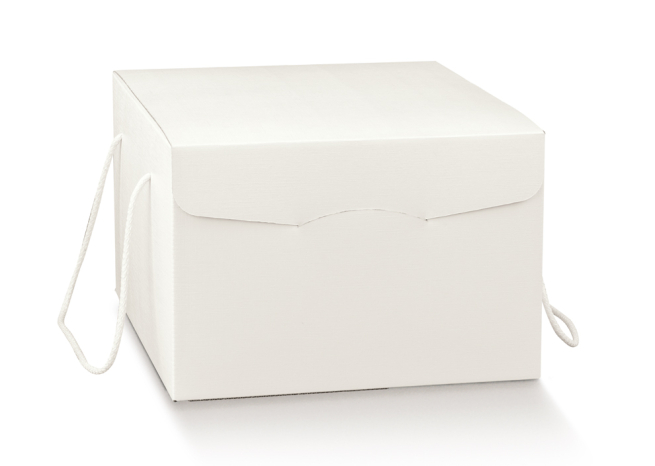 Scatola "Segreto" con base quadrata in cartone bianco con cordino, cartone da 30 pezzi