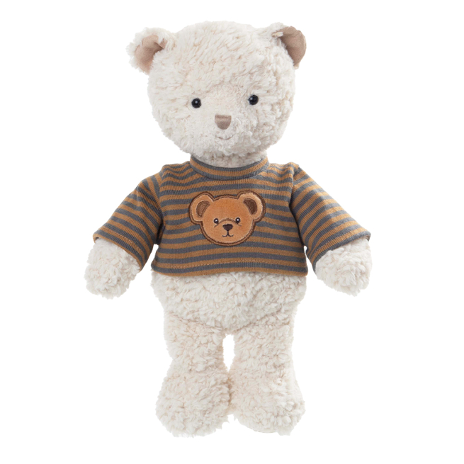 Orso "Jonas" con maglioncino a righe marrone, altezza 25 cm
