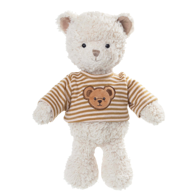 Orso "Jonas" con maglioncino a righe panna, altezza 25 cm