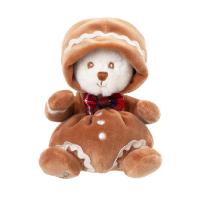 Orsetta "Ziggy Gingerbread"con fiocco scozzese e bottoni, altezza 15 cm