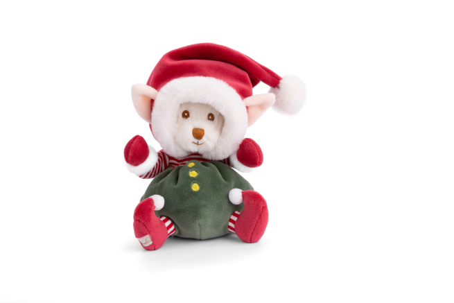 Orsetto "Ziggy Aiutante Di Babbo Natale"con vestito verde da folletto, altezza 15 cm