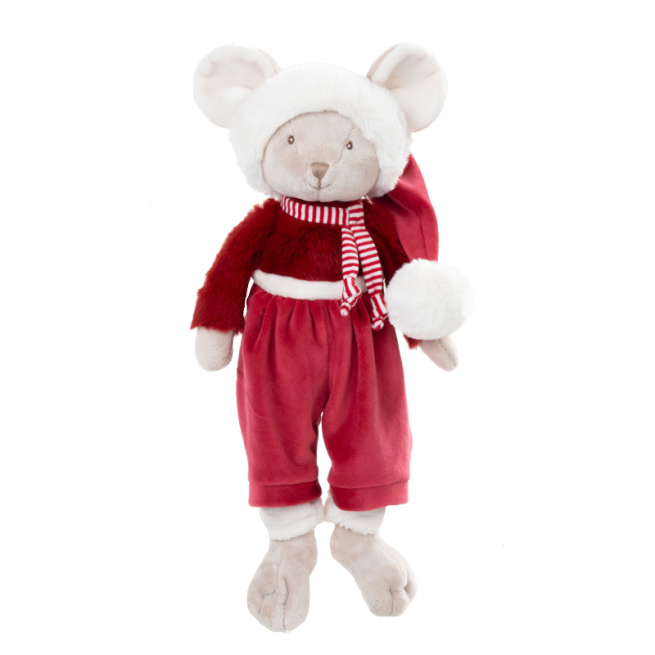 Topo "Christmas Henry" con pantalone rosso, altezza 30 cm