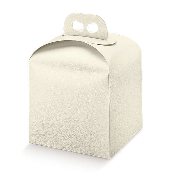 Scatola porta panettone in cartone bianco perlato