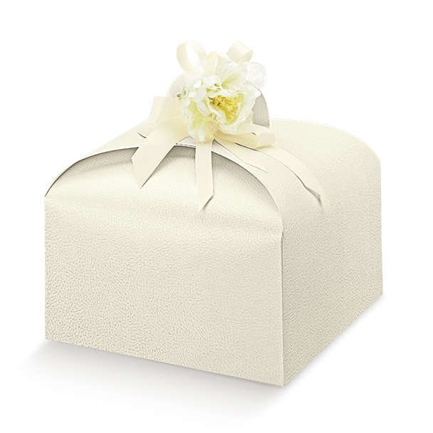 Scatola porta panettone in cartone bianco perlato, vari formati