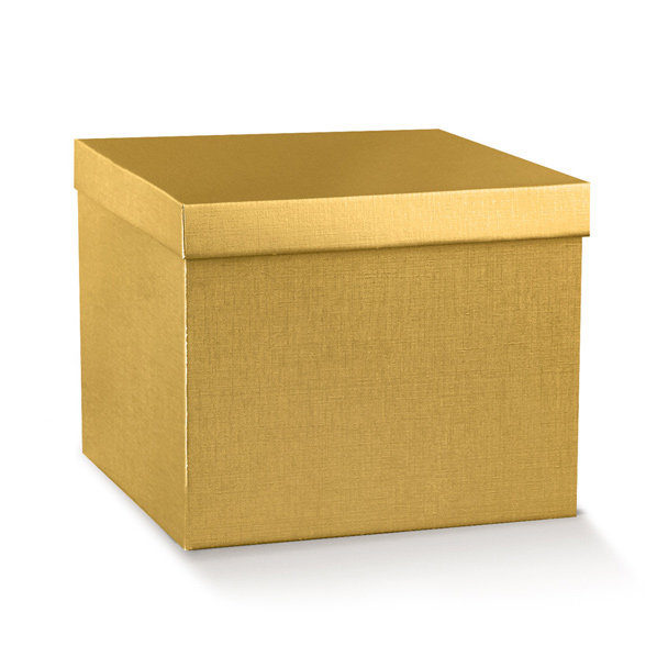 Scatola in cartone fibra oro con coperchio, vari formati
