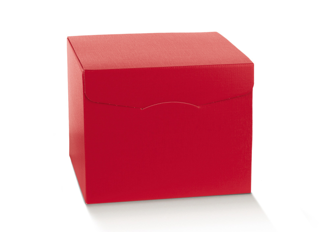 Scatola "Segreto" automontante base quadrata in cartone rosso, vari formati