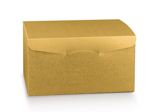 Scatola "Segreto" automontante base quadrata in cartone oro, vari formati