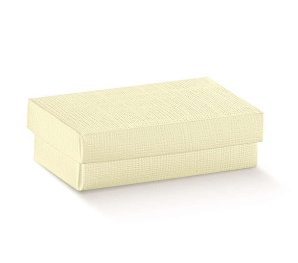 Scatola base rettangolare in cartone avorio con coperchio, confezione da 10 pezzi, vari formati