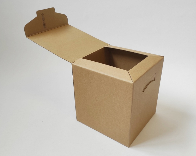 Scatola "Segreto" automontante base quadrata in cartone avana, vari formati