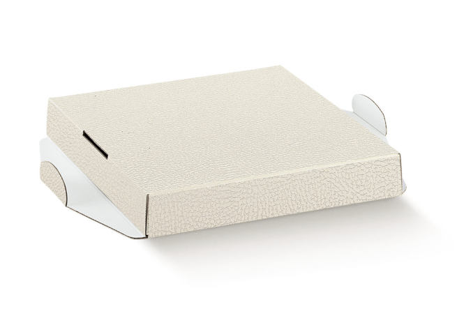 Fondi rialzati in cartone bianco per scatole PVC trasparenti senza fondo, vari formati