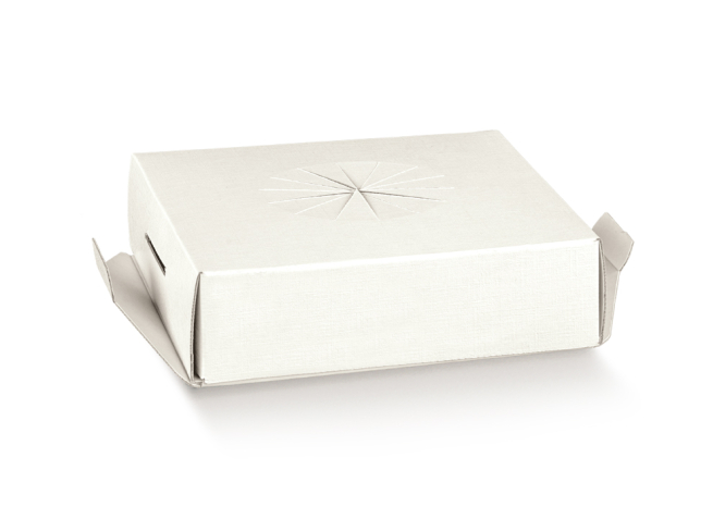 Fondi rialzati in cartone bianco per scatole PVC trasparenti senza fondo, vari formati