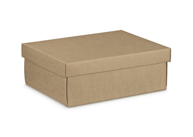 Scatola base rettangolare in cartone avana liscio, con coperchio, cartone da 20 pezzi