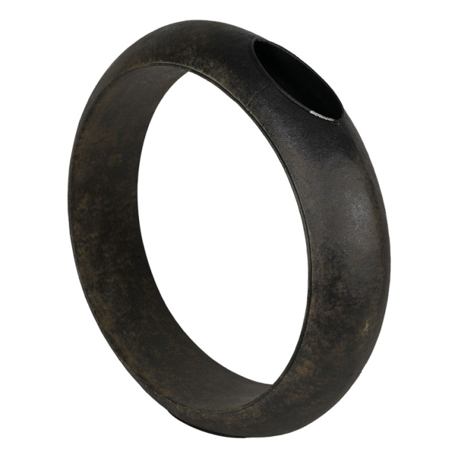 Vaso in metallo brunito antichizzato con forma circolare, vari formati