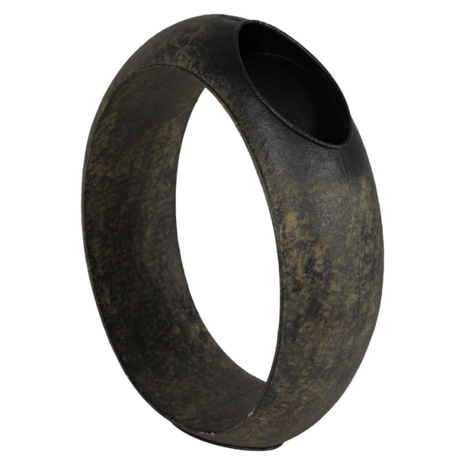 Vaso in metallo brunito antichizzato con forma circolare, vari formati