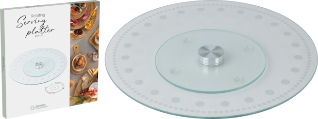Piatto girevole in vetro trasparente, diametro 30 cm