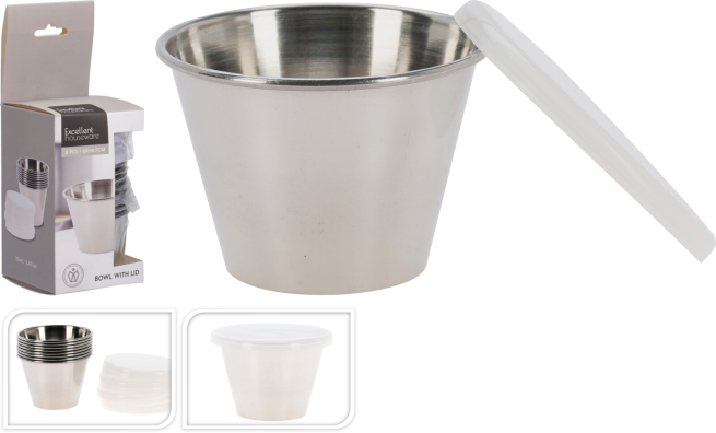 Set da 6 ciotole in acciaio inox con coperchio, diametro 6 cm